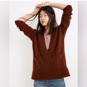 Madewell Cowen Cardigan Sweater Wool Alpaca Blend Pumpkin Eclectic Grandpa XS